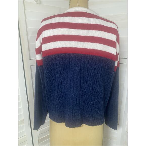 Vintage Tiara International American Flag Button Front Cardigan Sweater Women XL - Picture 5 of 10